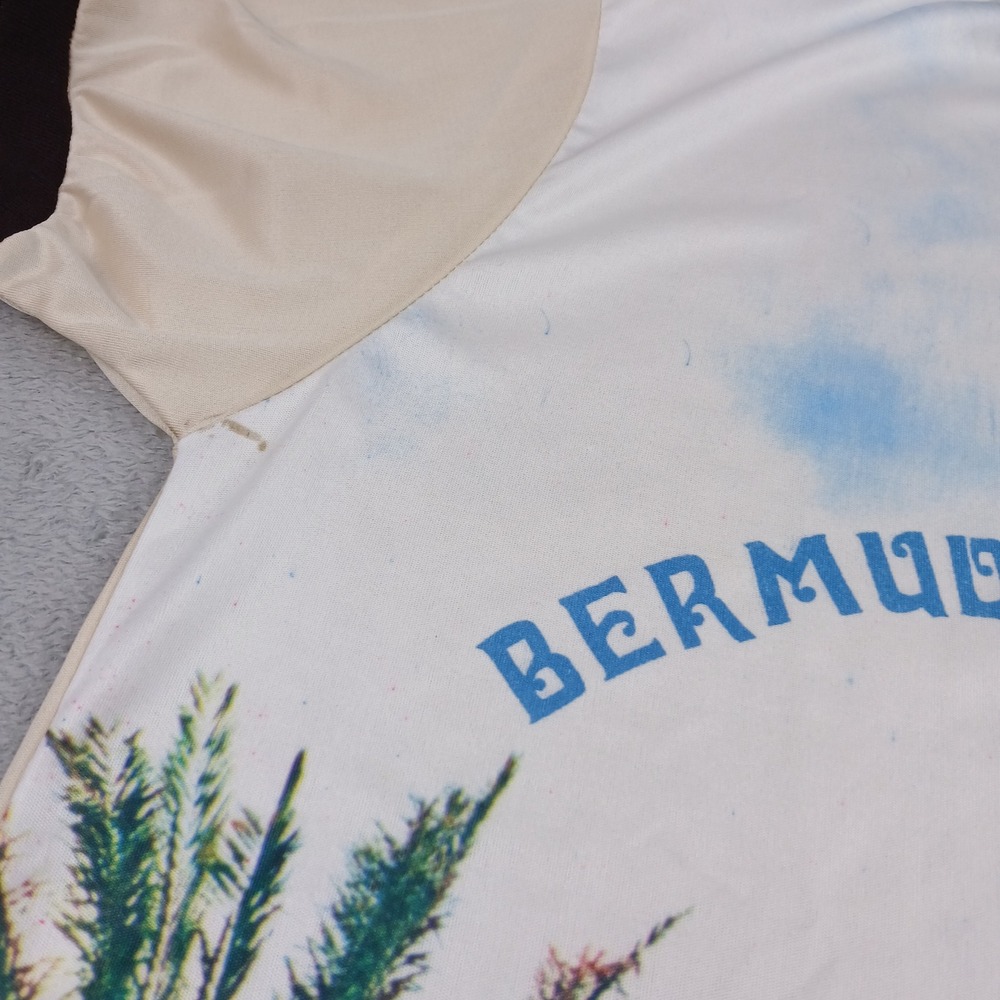 Vintage Bermuda Carousel Ringer T-Shirt Mens XL Cream Souvenir Photo Print 70s - Picture 2 of 9